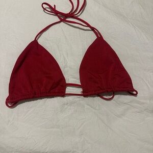 Deep Red Triangle Bikini Top
